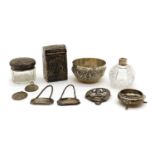 A collection of silver items,