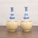 A pair of Chinese blue and white double gourd vases,