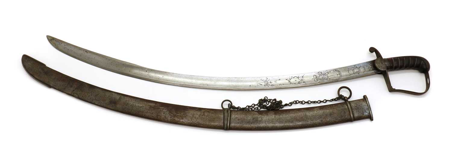 A 1796 Pattern Light Cavalry Officer's sabre and scabbard, - Image 2 of 6