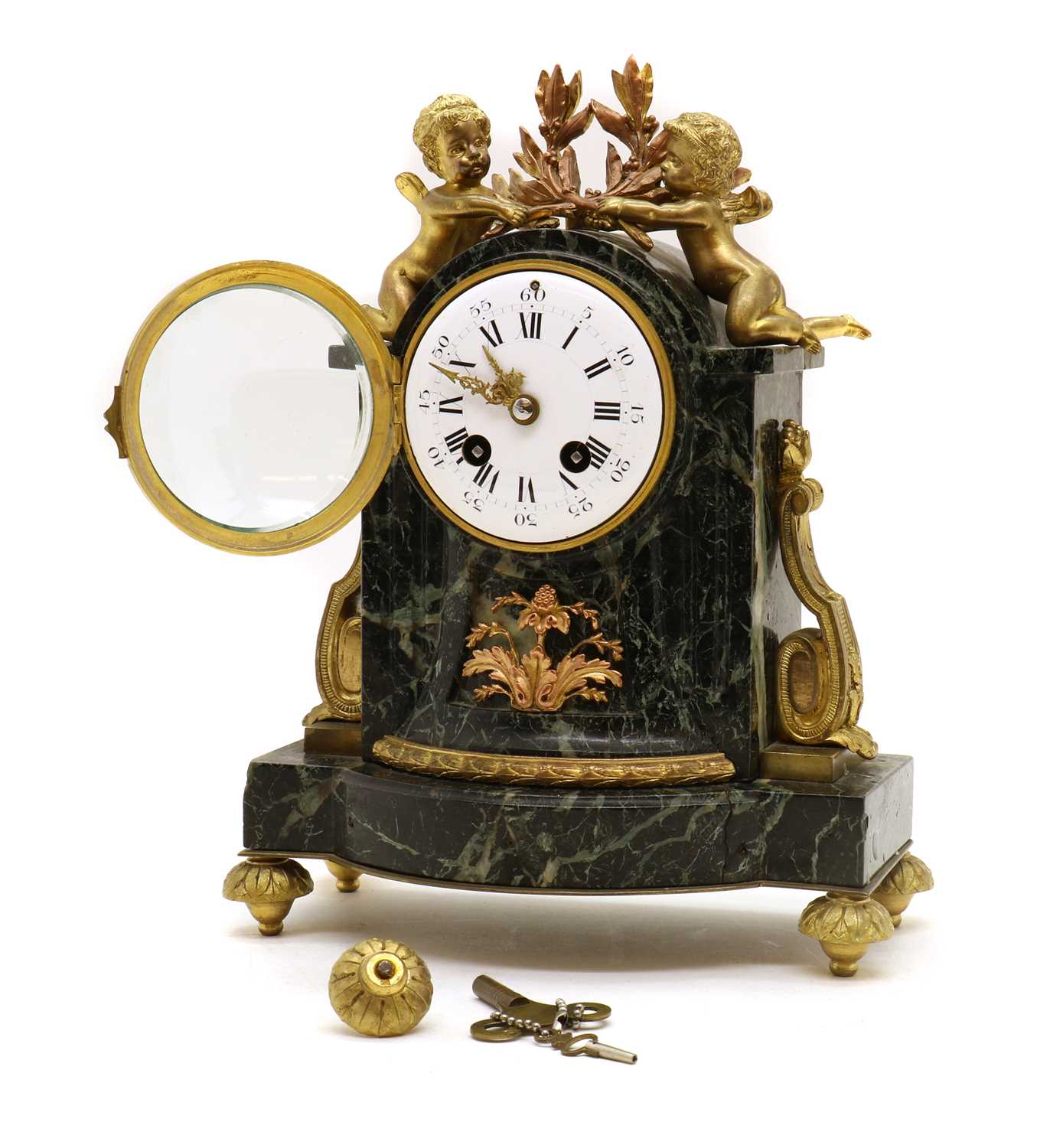 A French ormolu and marble mantel clock, - Image 2 of 3