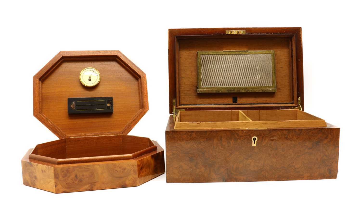 A Dunhill burr walnut humidor, - Image 2 of 3