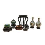 A group of four Chinese and Japanese cloisonné,