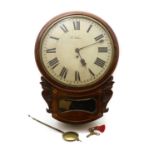 A Victorian rosewood drop dial wall clock