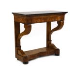 A Biedermeier ash and ebonised console table,