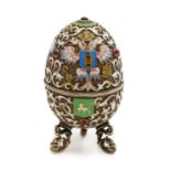A Russian silver gilt and cloisonne enamel egg,