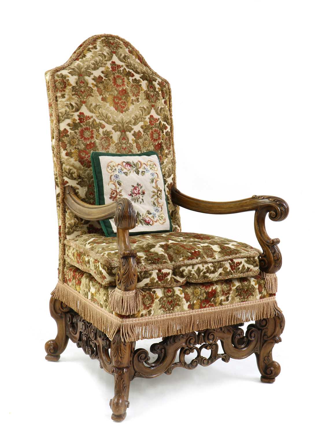 A French walnut high back elbow chair