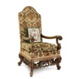 A French walnut high back elbow chair