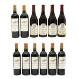 Assorted French and Italian red wines,