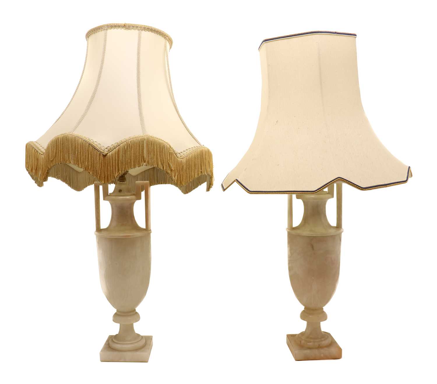 A pair of Italian alabaster urn lamps,