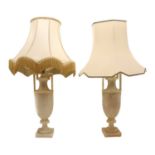 A pair of Italian alabaster urn lamps,
