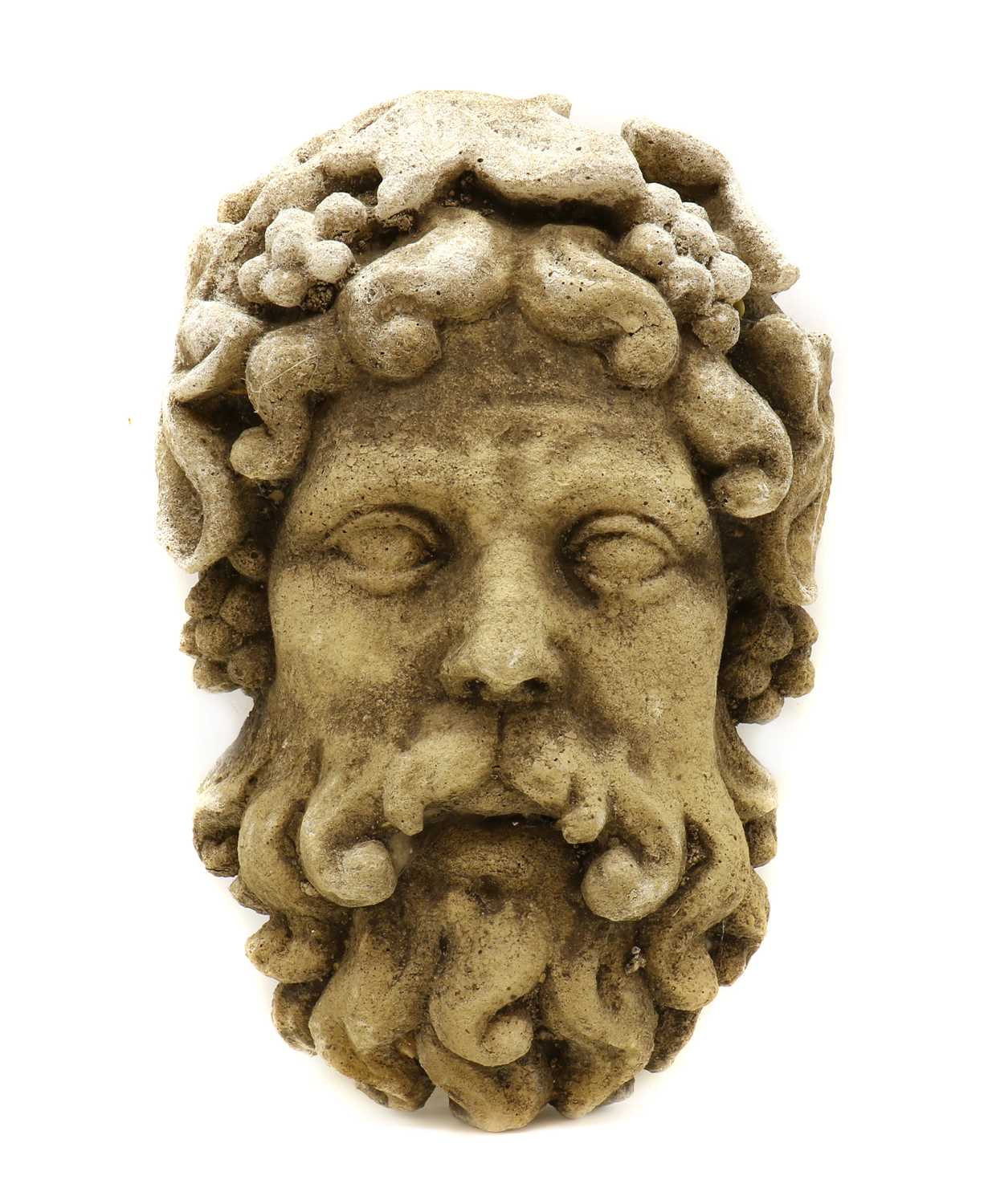 A composite stone head of Bacchus,