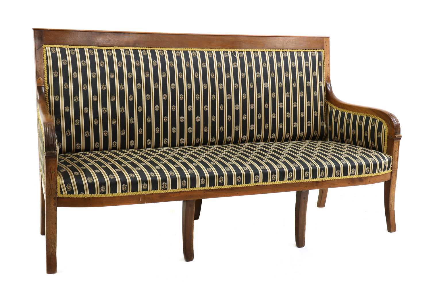 A French walnut settee,