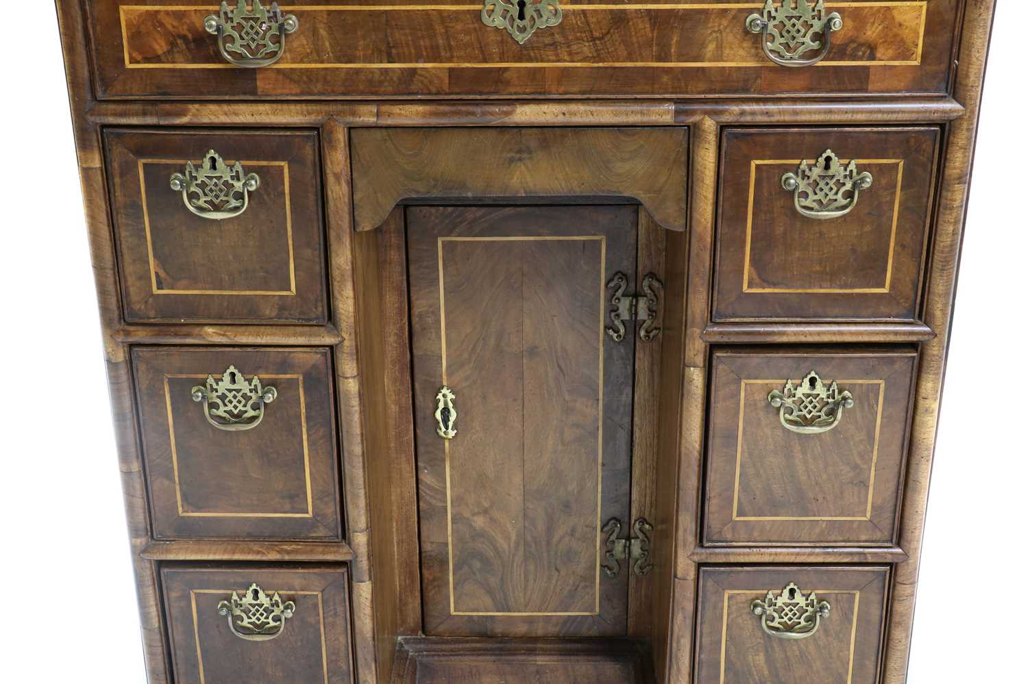 A George I style strung walnut kneehole desk, - Image 4 of 4