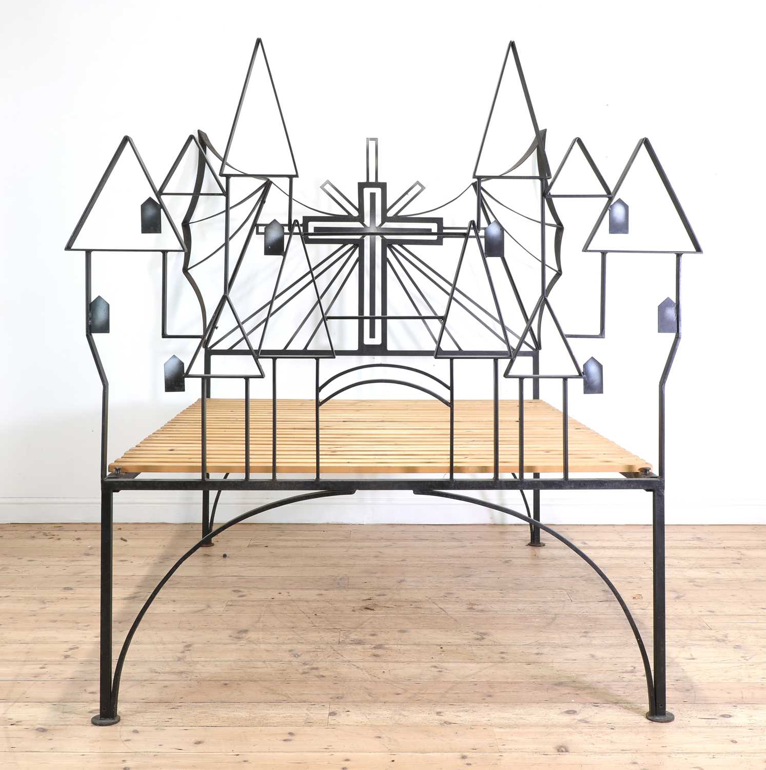 A Gothic-style 'Rock Star' wrought iron bed frame,