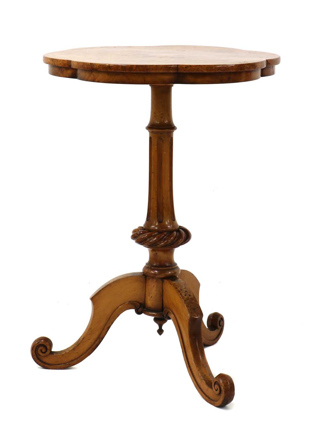 A Victorian bird's eye maple tripod table,