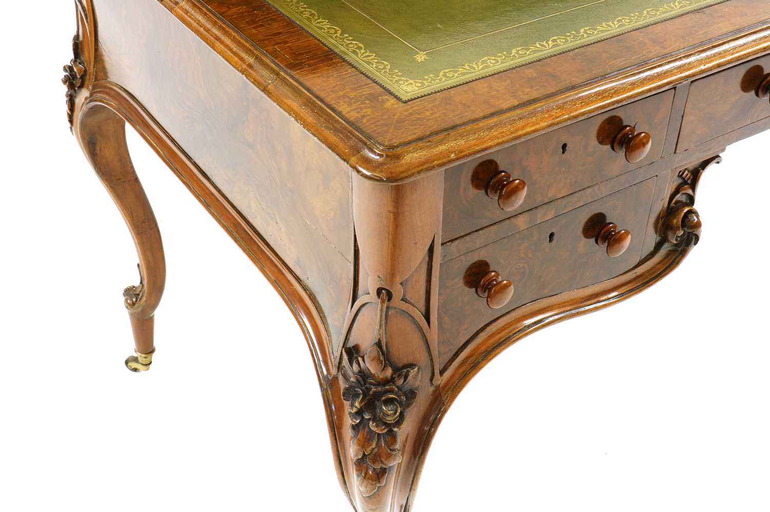 A Victorian walnut writing desk, - Image 4 of 40