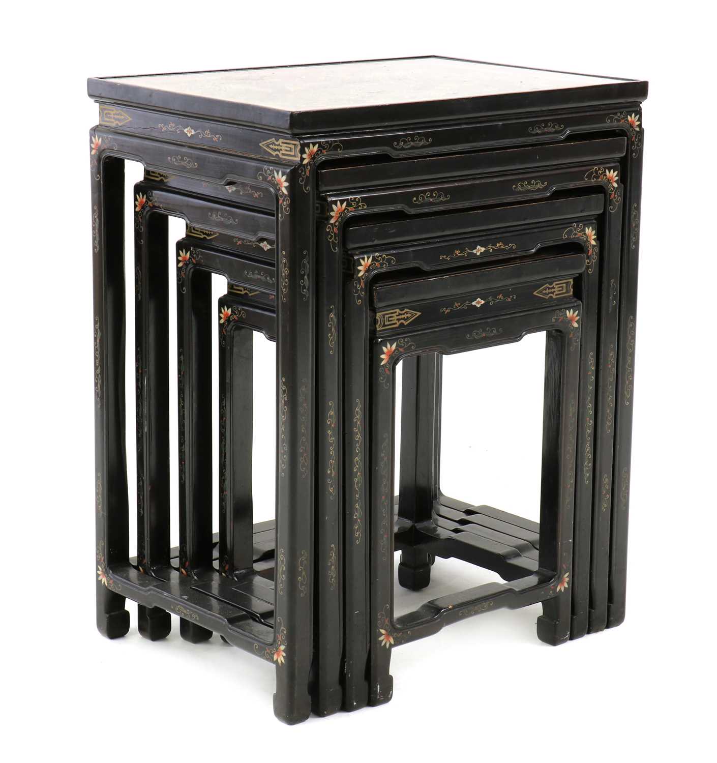 A Chinese nest of four lacquered tables - Image 2 of 5