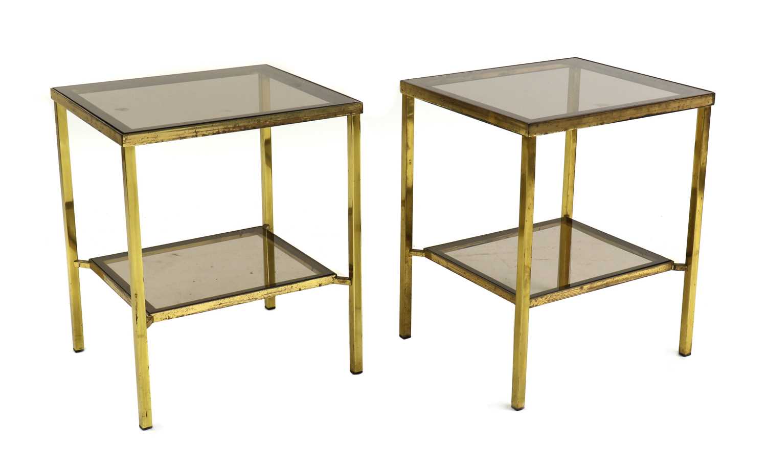A pair of two tiered brass side tables, - Image 3 of 21