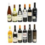 Assorted red and white wines,