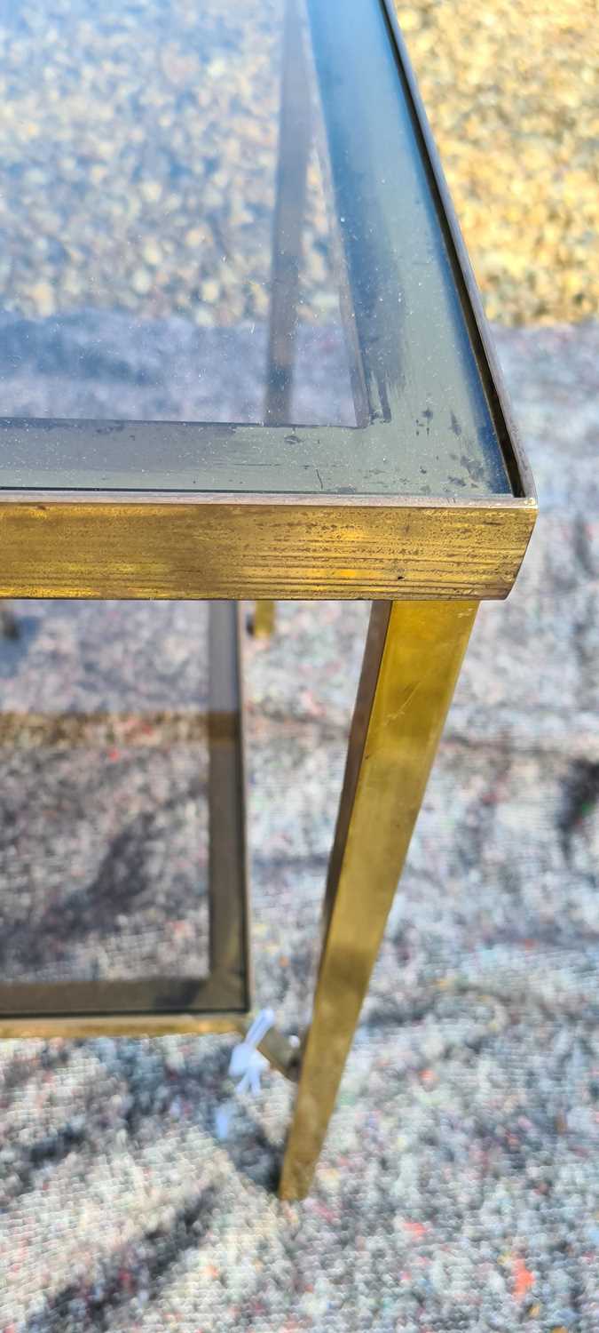 A pair of two tiered brass side tables, - Image 8 of 21