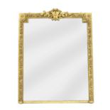 A gesso gold-coloured overmantel mirror,