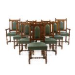A set of ten oak dining chairs