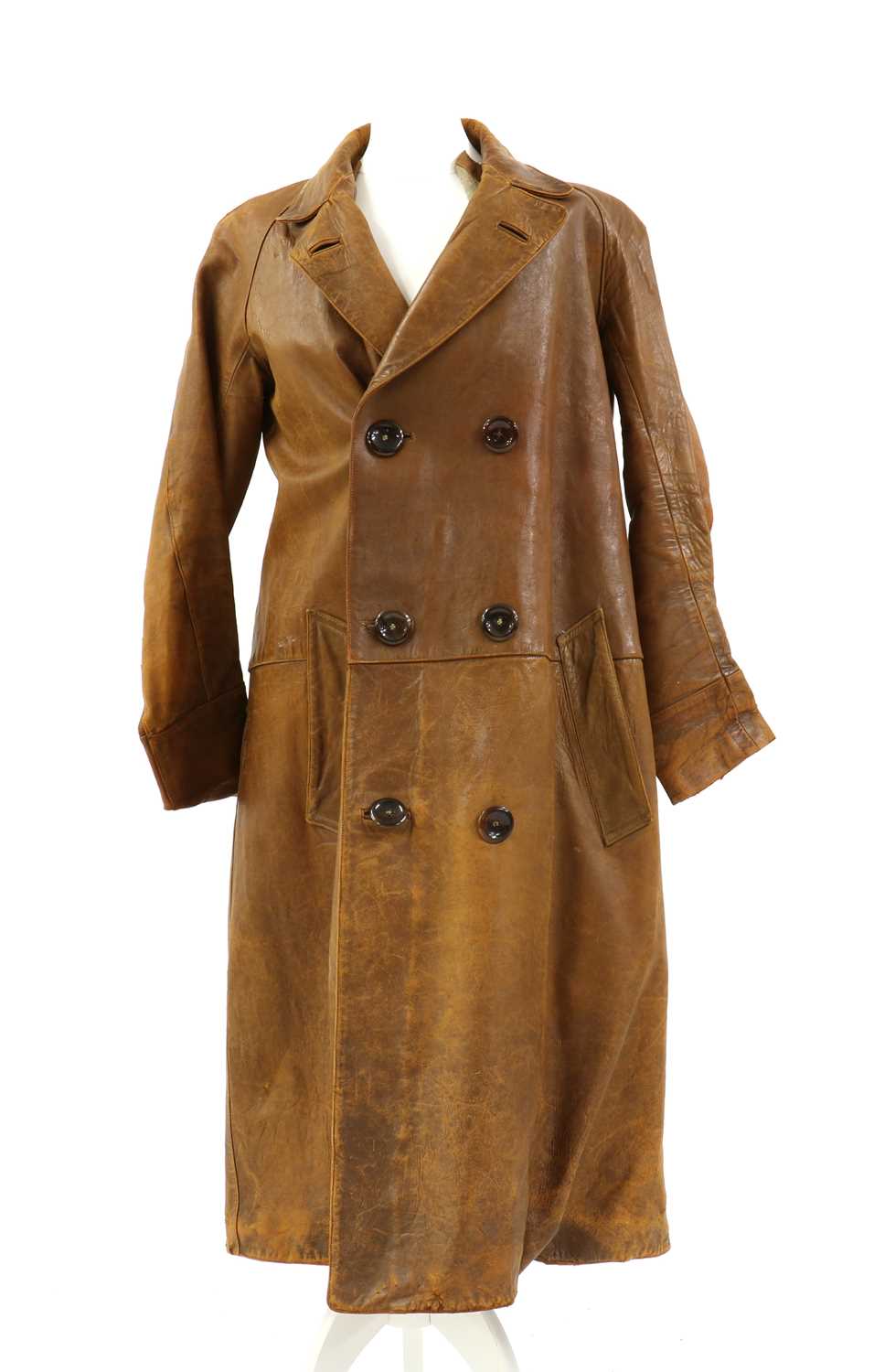 A leather driving coat,