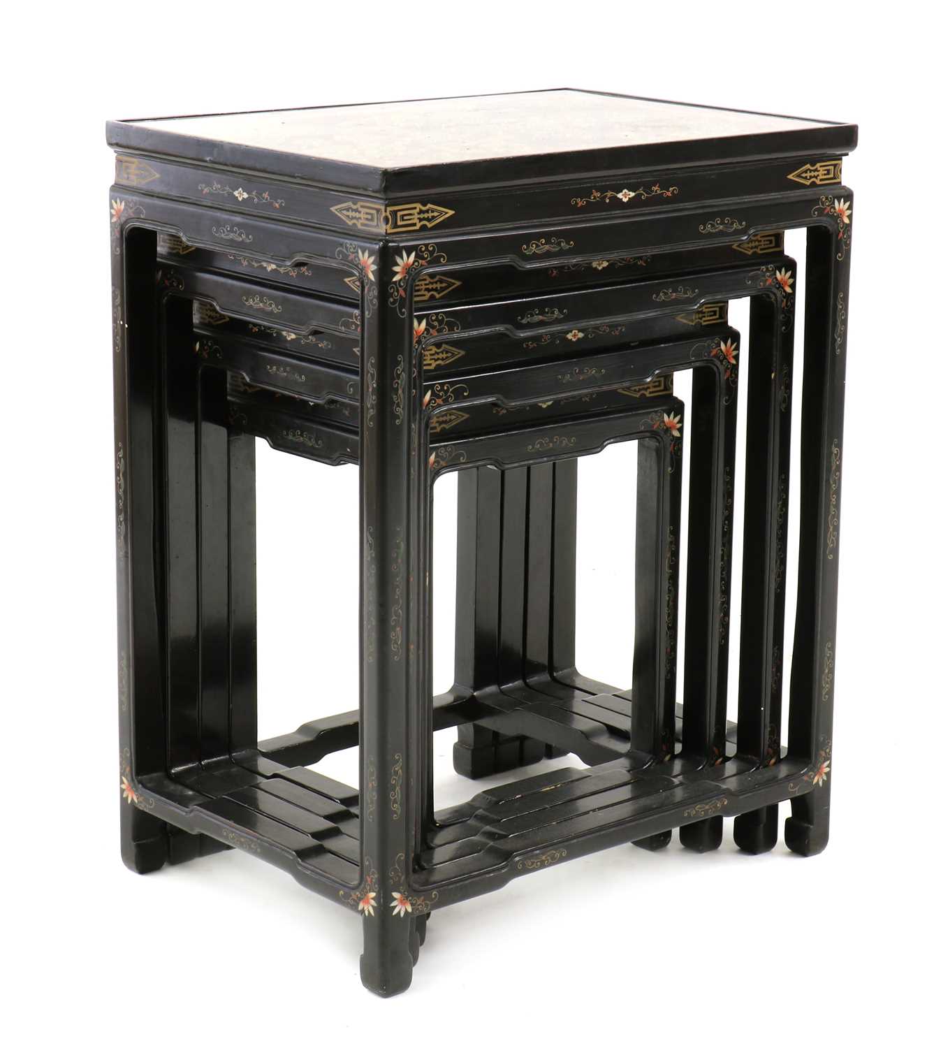 A Chinese nest of four lacquered tables - Image 3 of 5
