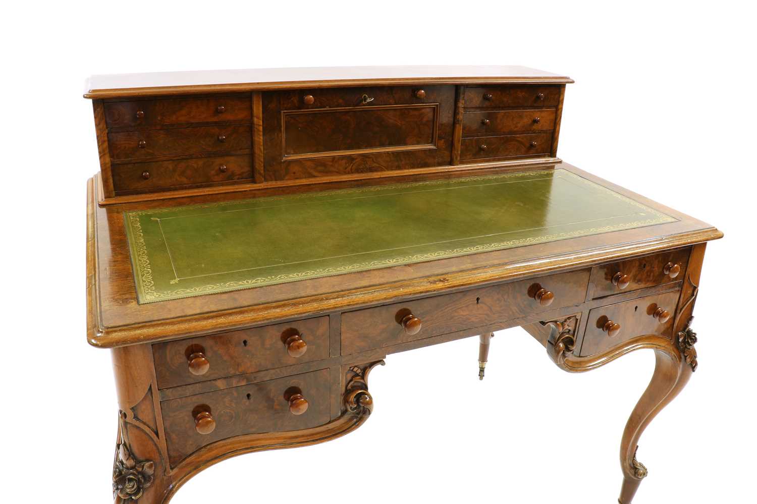 A Victorian walnut writing desk, - Image 3 of 40