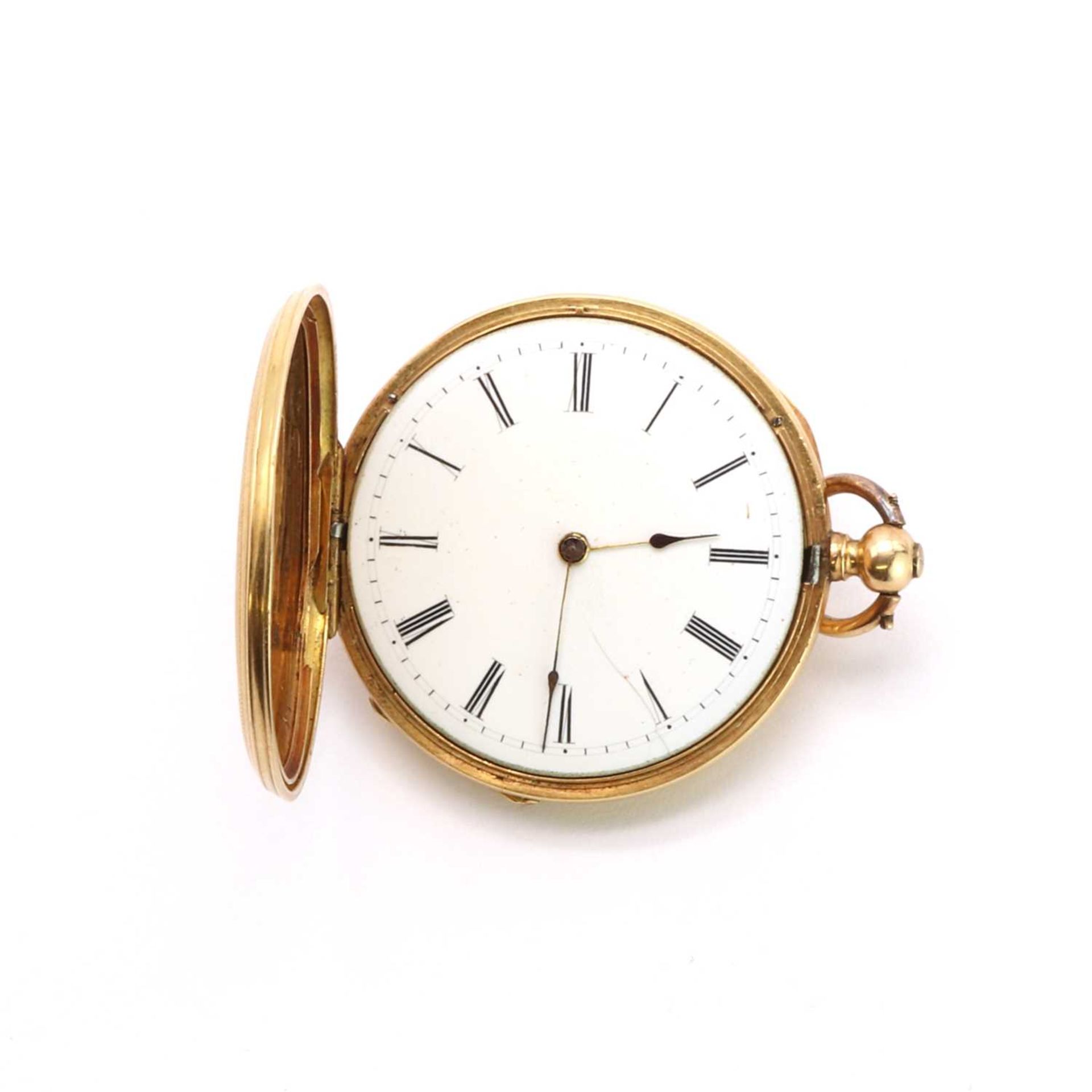 A gold key wind fob watch, - Image 2 of 3