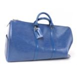 A Louis Vuitton blue epi leather Keepall 50,