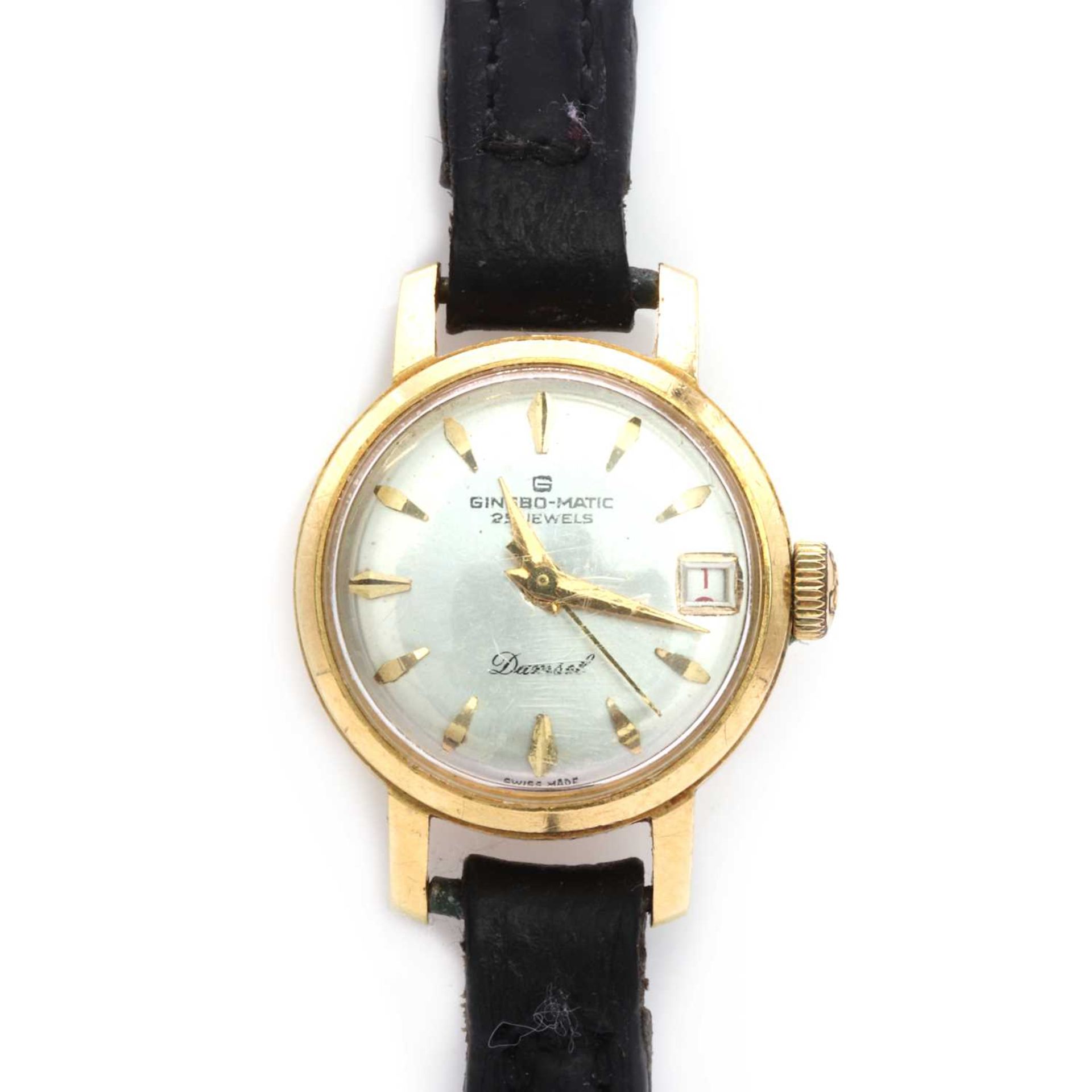 An 18ct gold Ladies' Ginsbo-Matic strap watch,
