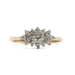 A 9ct gold diamond cluster ring,