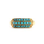 A Victorian 18ct gold turquoise panel ring,
