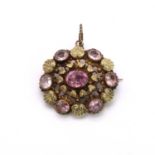 A Regency gold foiled topaz memorial brooch pendant,