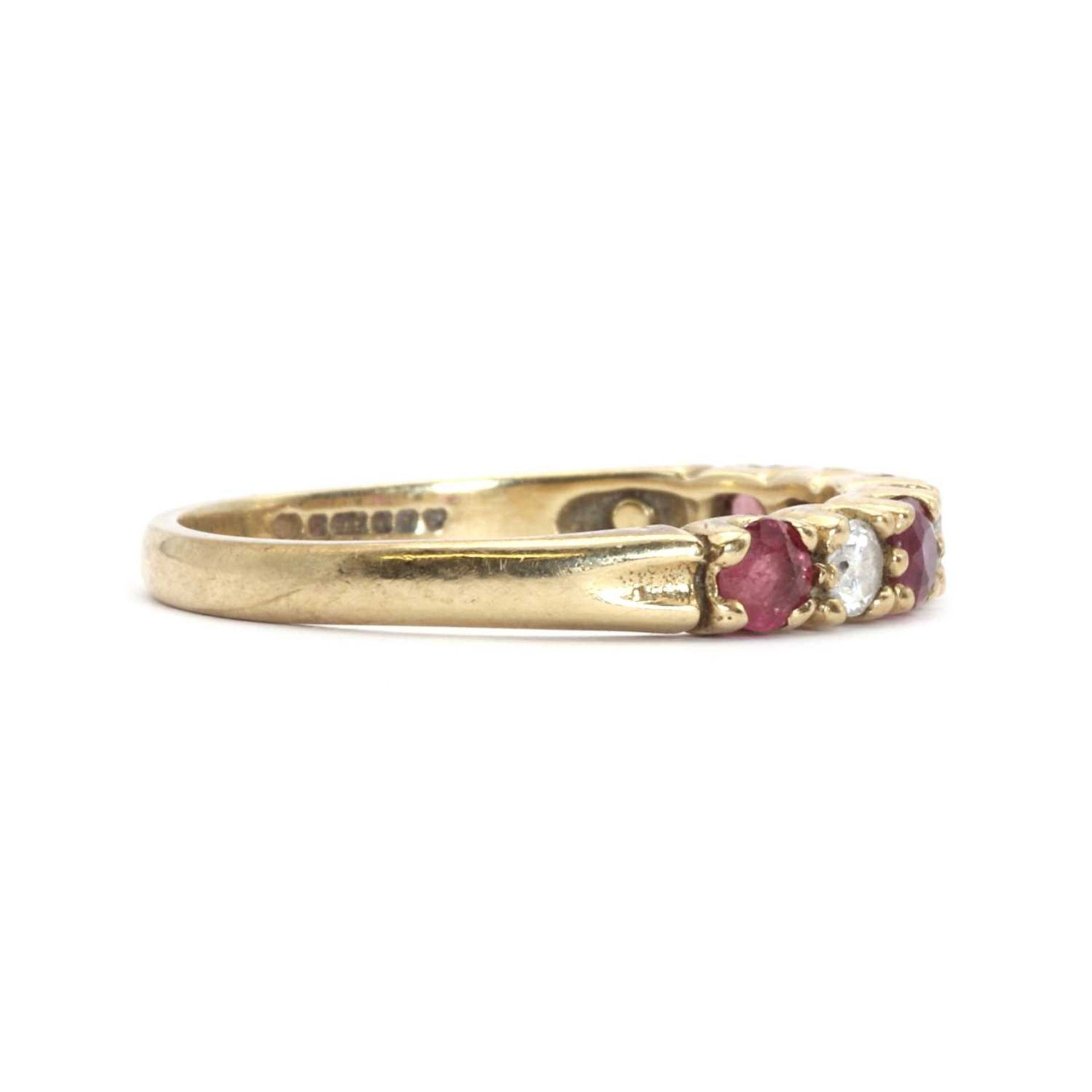 A 9ct gold ruby and diamond half eternity ring, - Bild 3 aus 3