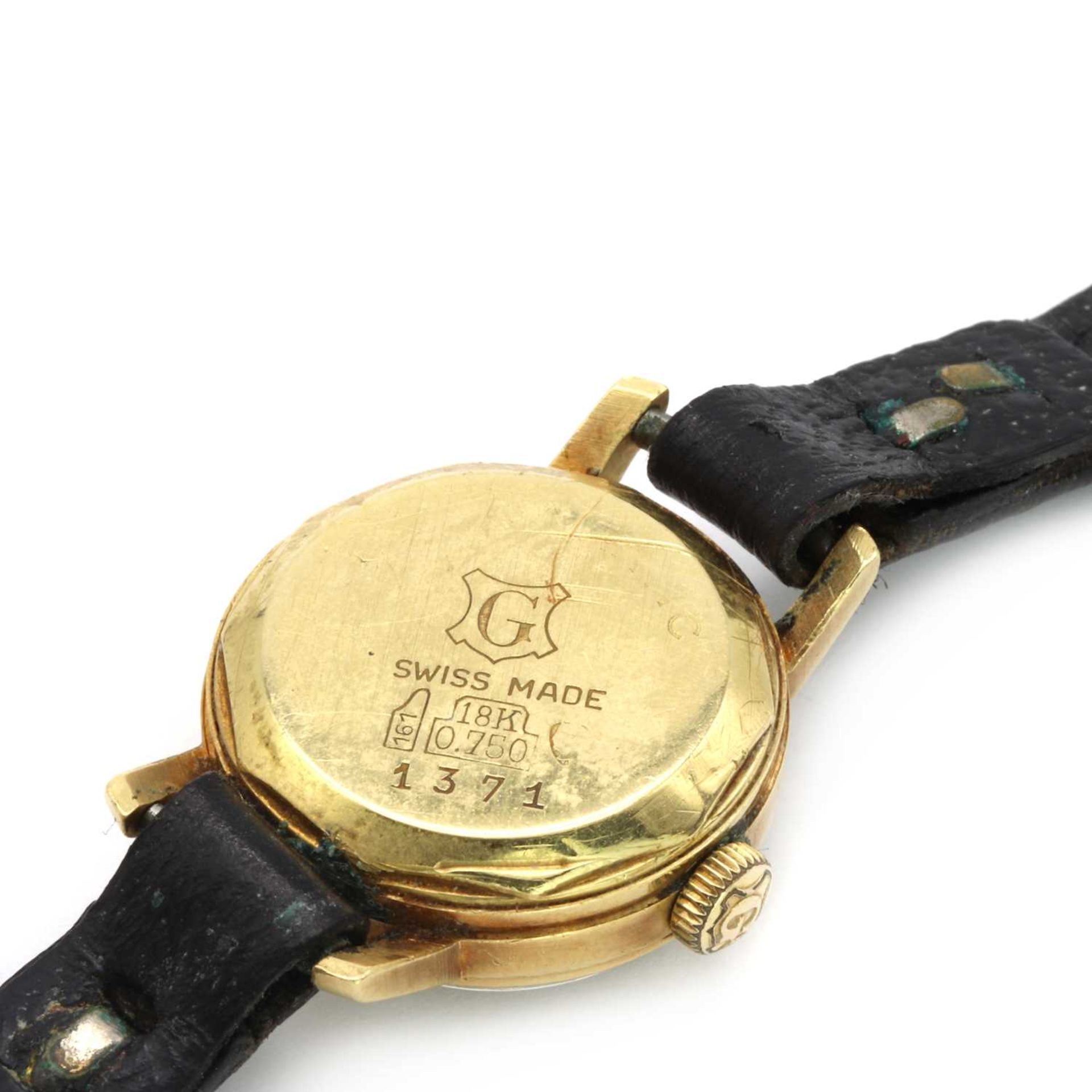 An 18ct gold Ladies' Ginsbo-Matic strap watch, - Image 2 of 2