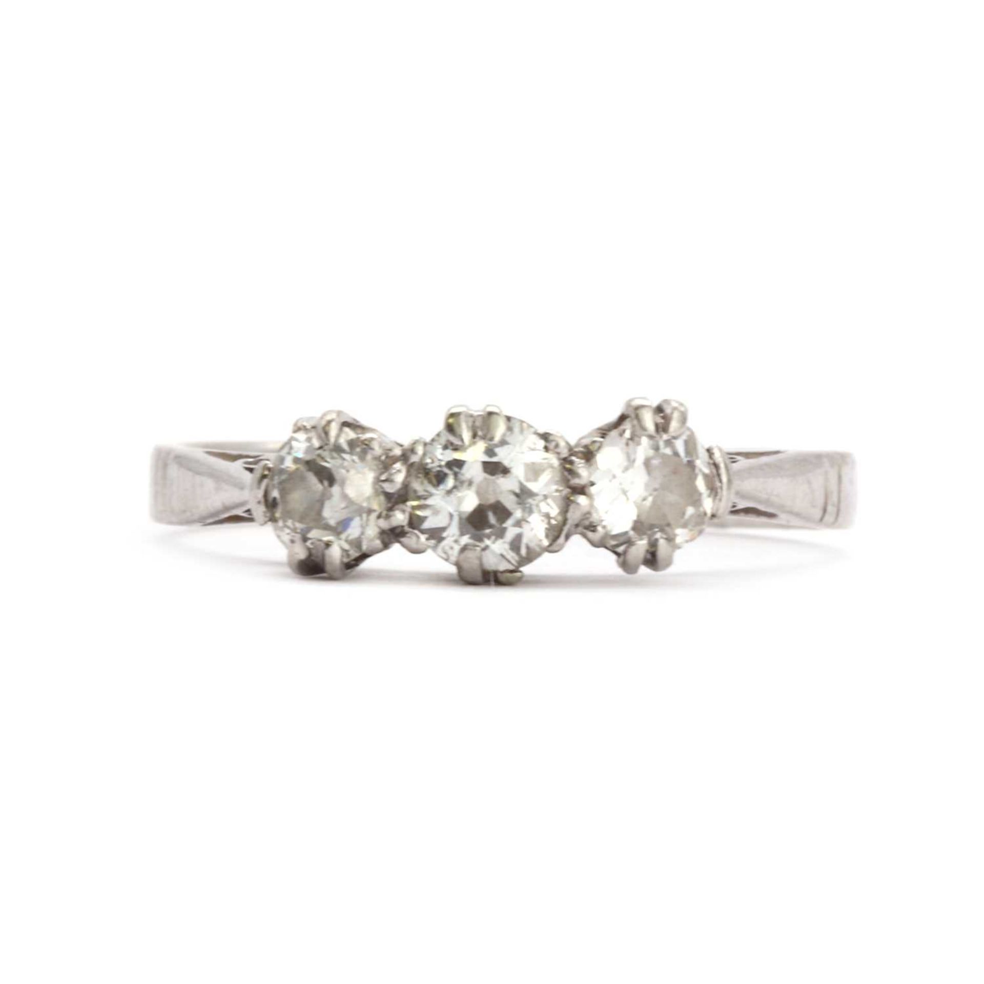A three stone diamond ring,