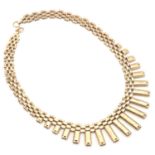 A 9ct gold 'Cleopatra' style fringe necklace,