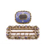 A gilt metal enamel memorial brooch,