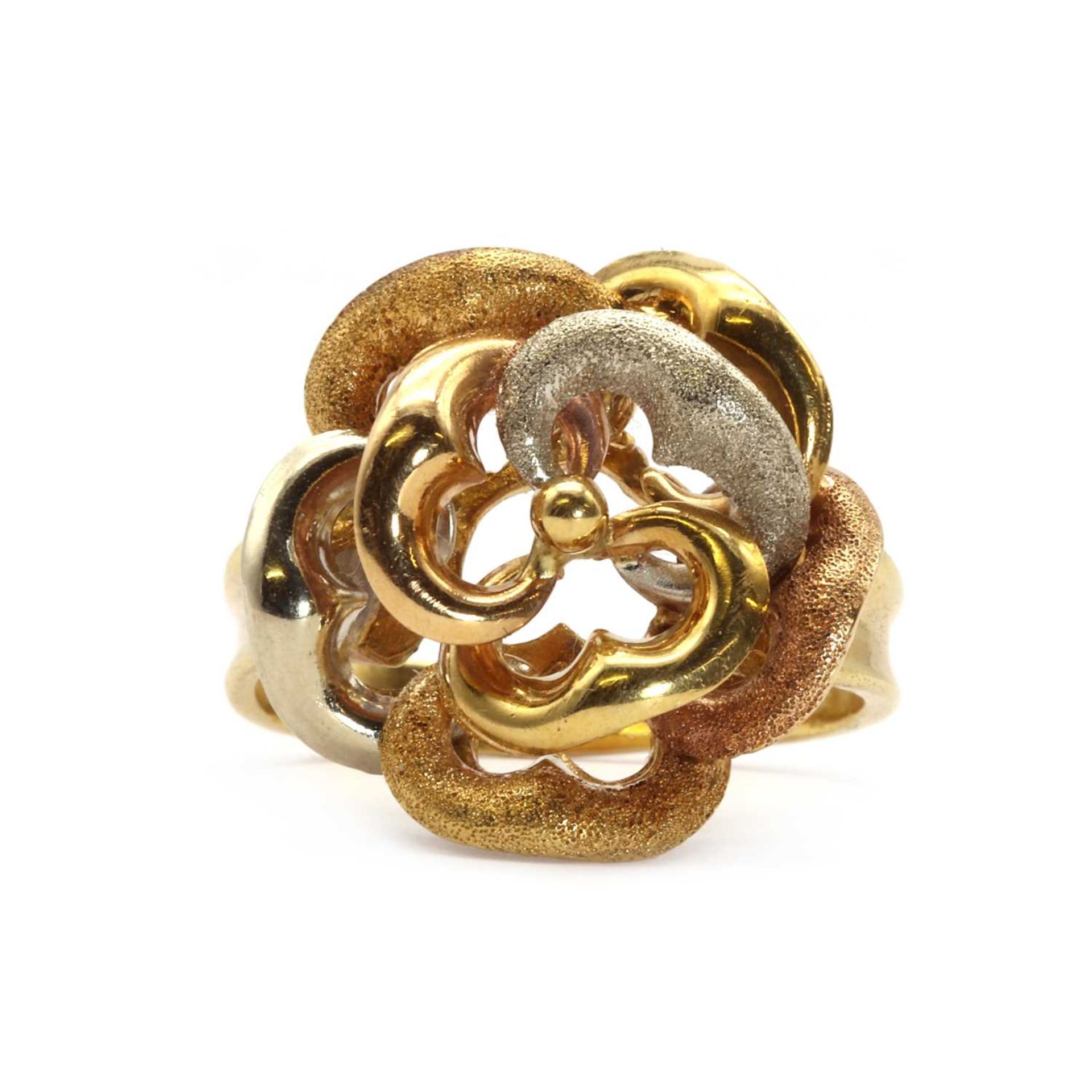 A two colour gold rose design ring,