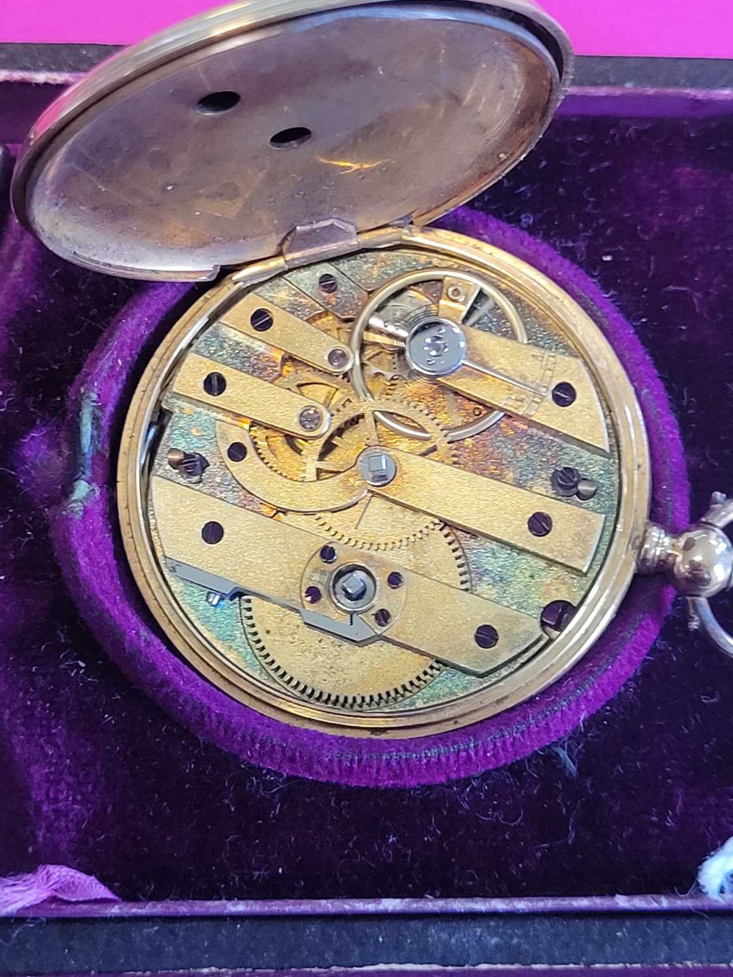 A gold key wind fob watch, - Image 3 of 3