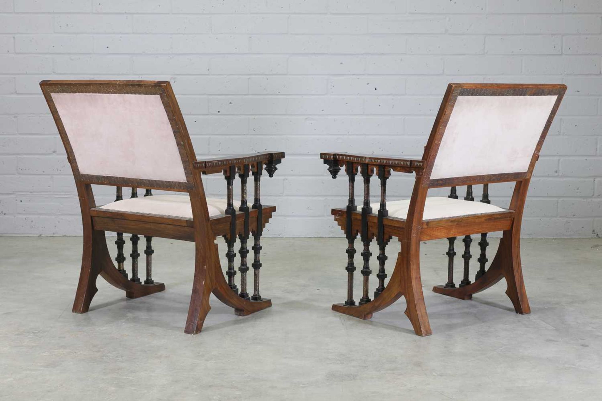 A pair of walnut chairs, - Image 4 of 20