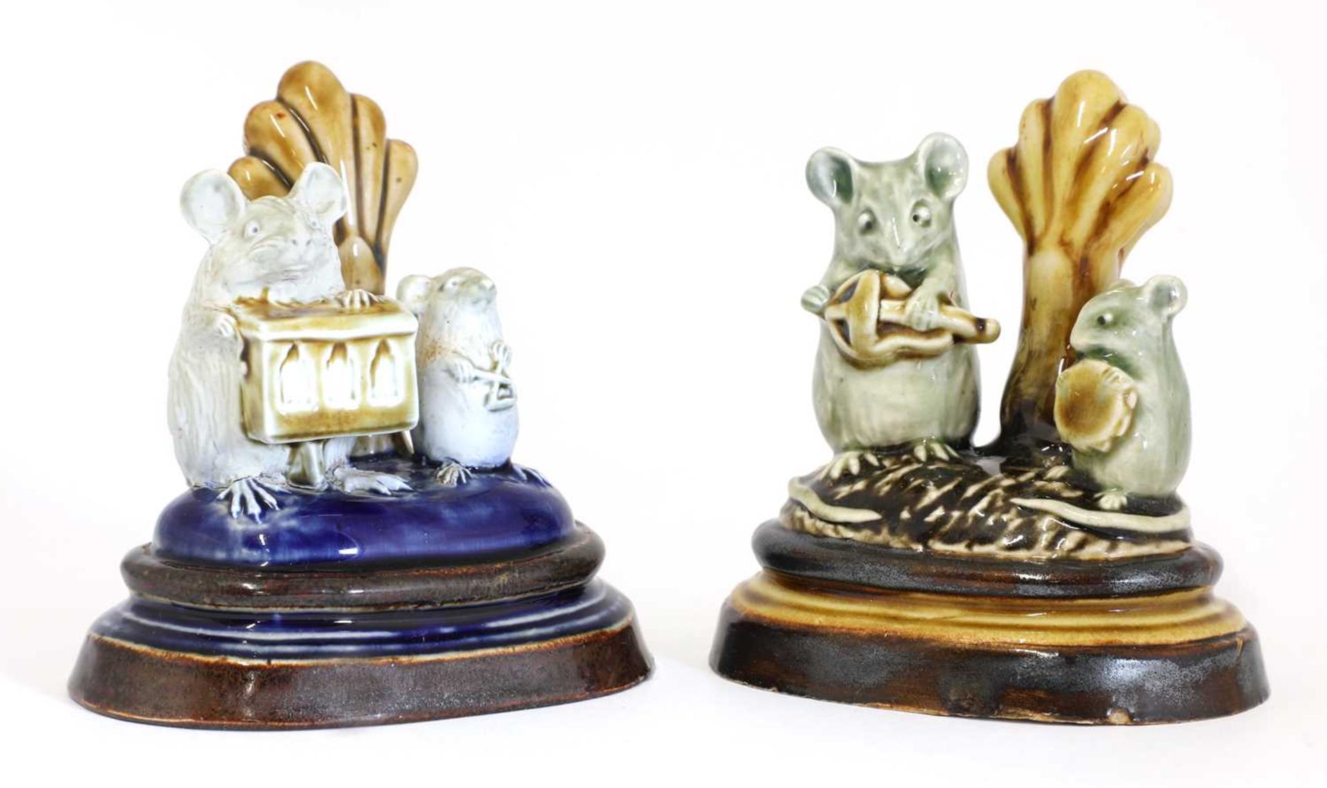 Two Doulton stoneware 'Mouse Musician' menu holders