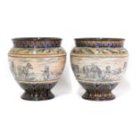 A pair of Doulton Lambeth stoneware jardinières,