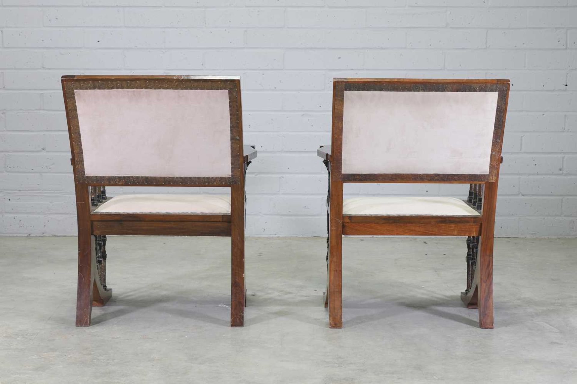 A pair of walnut chairs, - Image 6 of 20