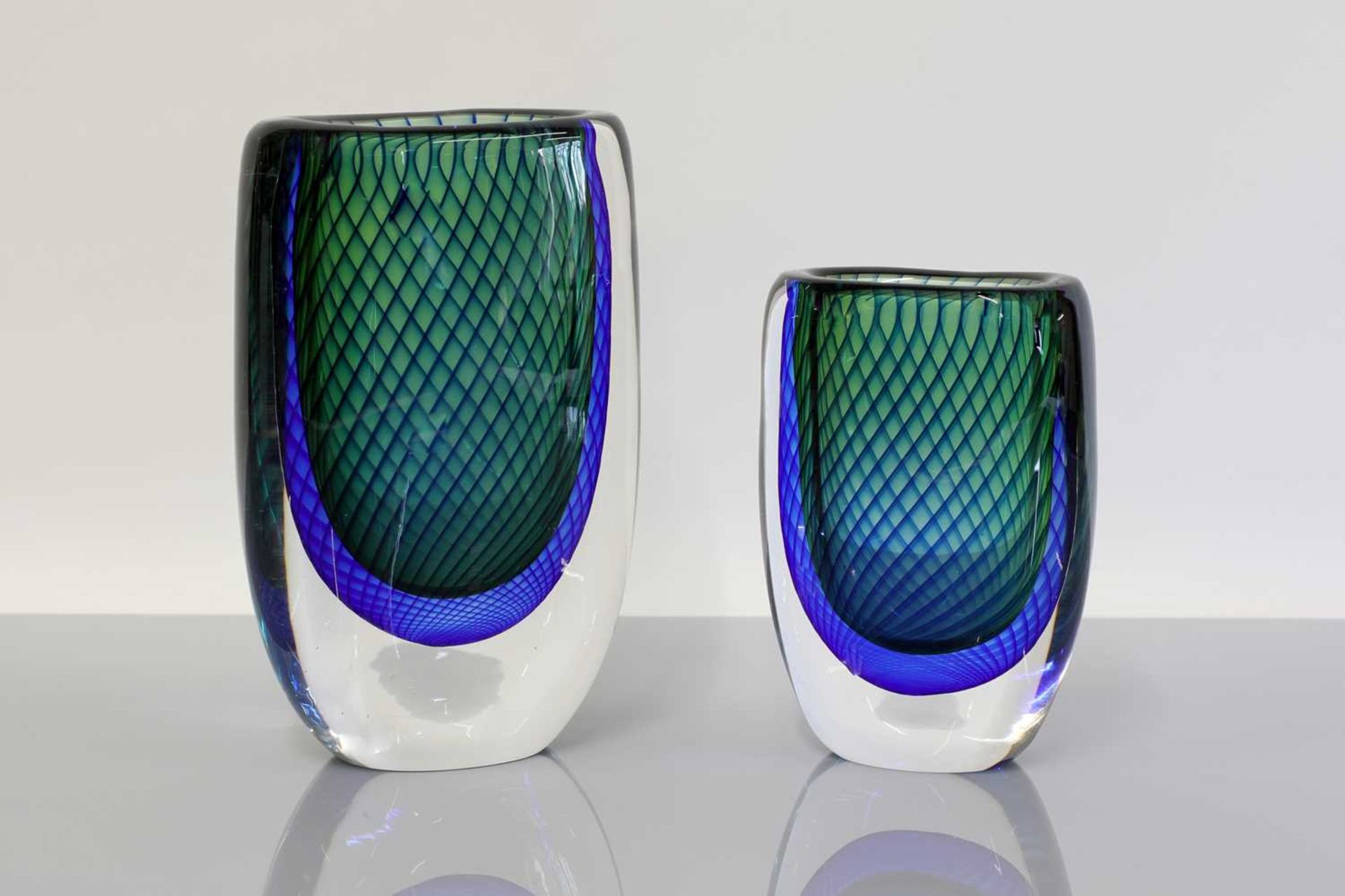 Two Kosta Boda sommerso glass vases,