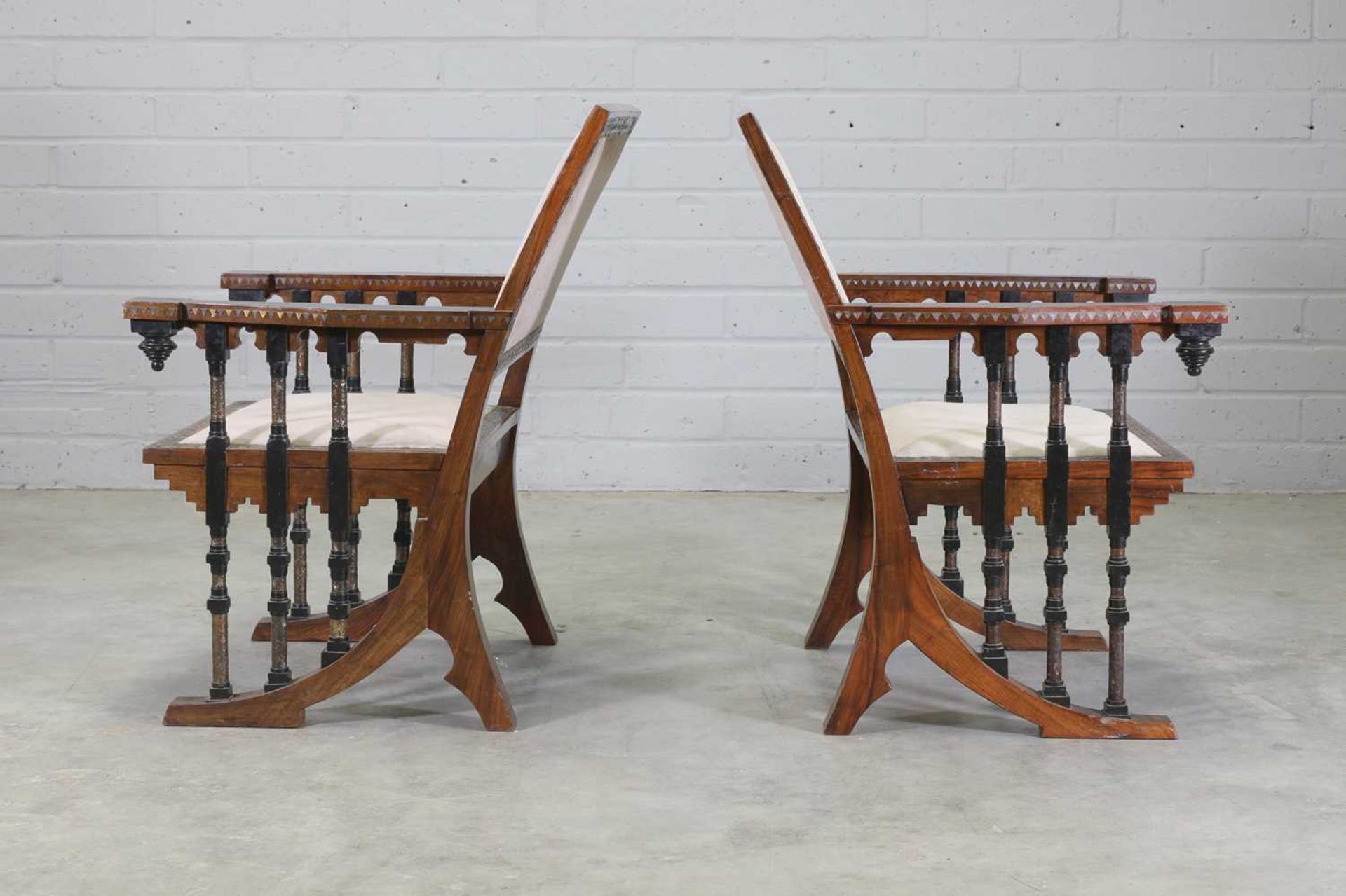 A pair of walnut chairs, - Image 3 of 20