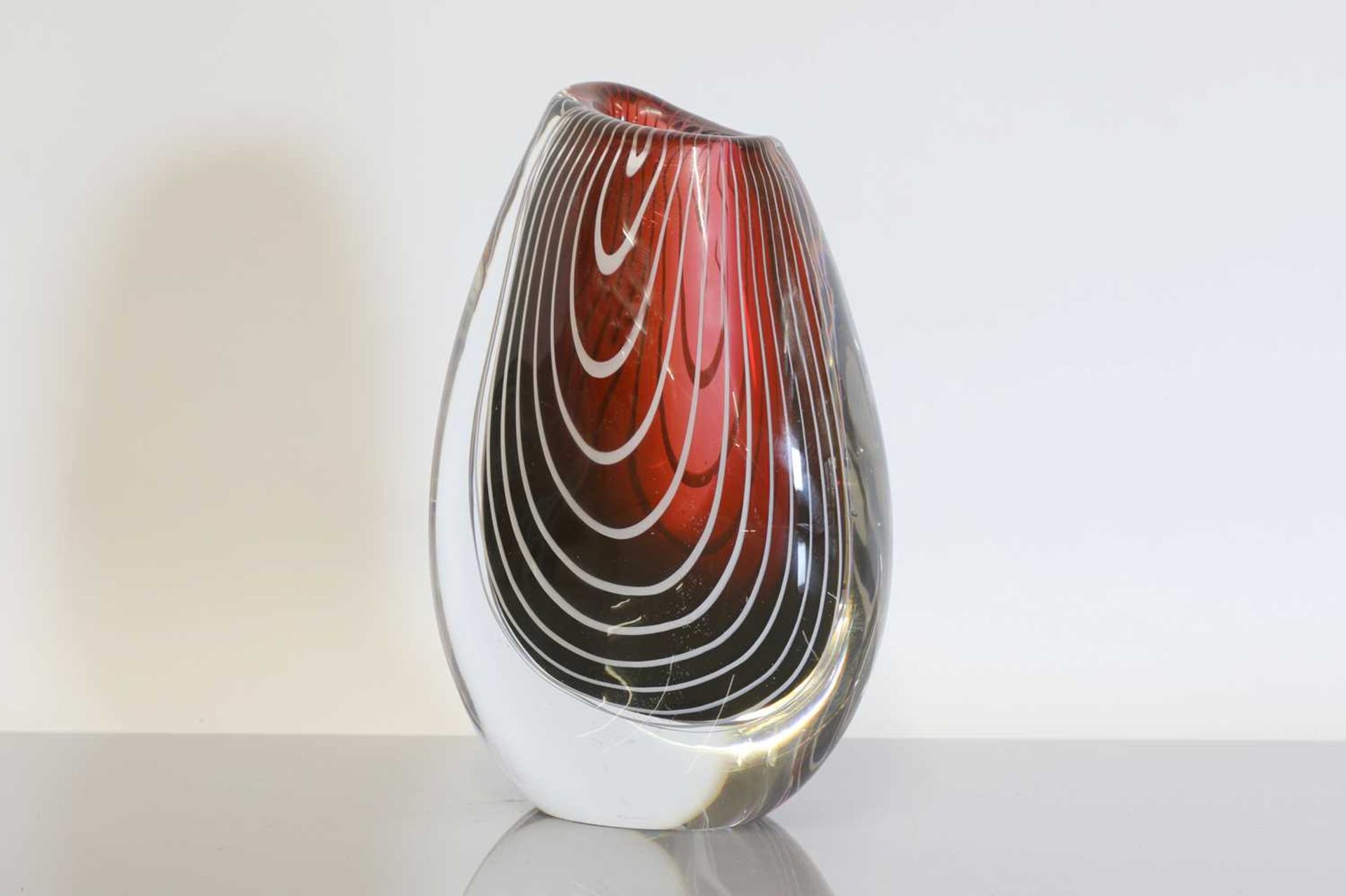 A Swedish Kosta 'Zebra' glass vase, - Image 2 of 2