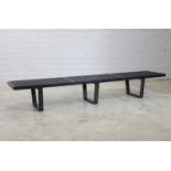 A Herman Miller ebonised bench,